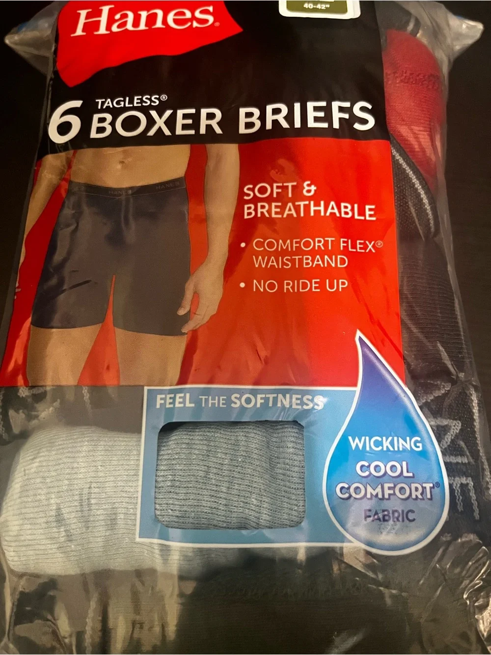 Hanes 6-Pack Men’s Tagless Boxer Briefs Multi-Color Size XL